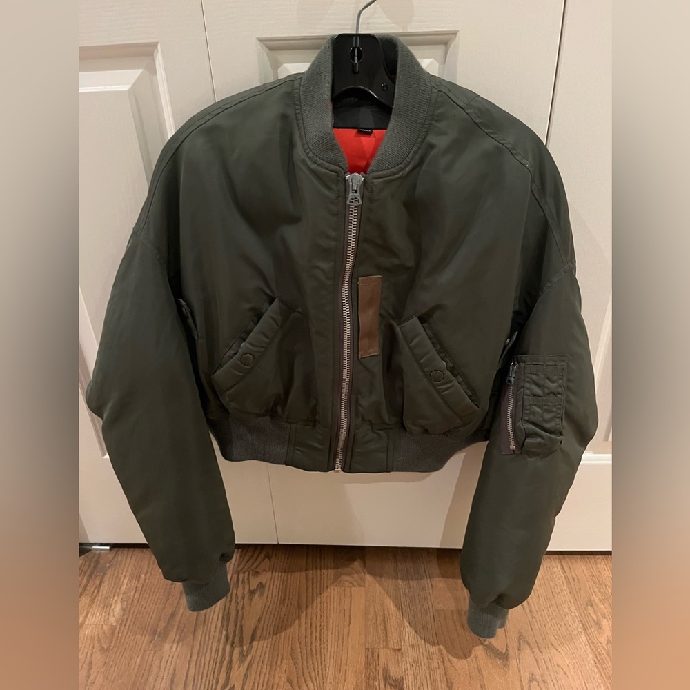 R13 Bomber Jacket, Xsmall Olive Green Bomber Jacket - Picture 4 of 13